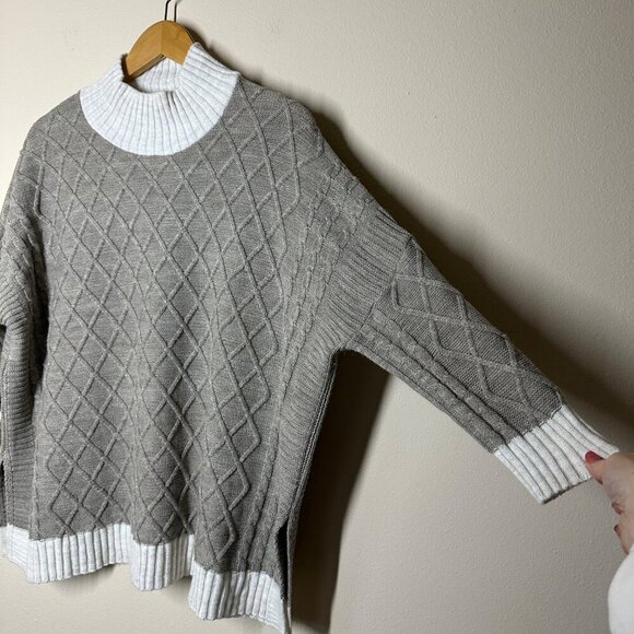 Mer Sea Lisbon Traveler Womens Mock Neck Lattice Sweater One Size Coastal Modern - Picture 3 of 8